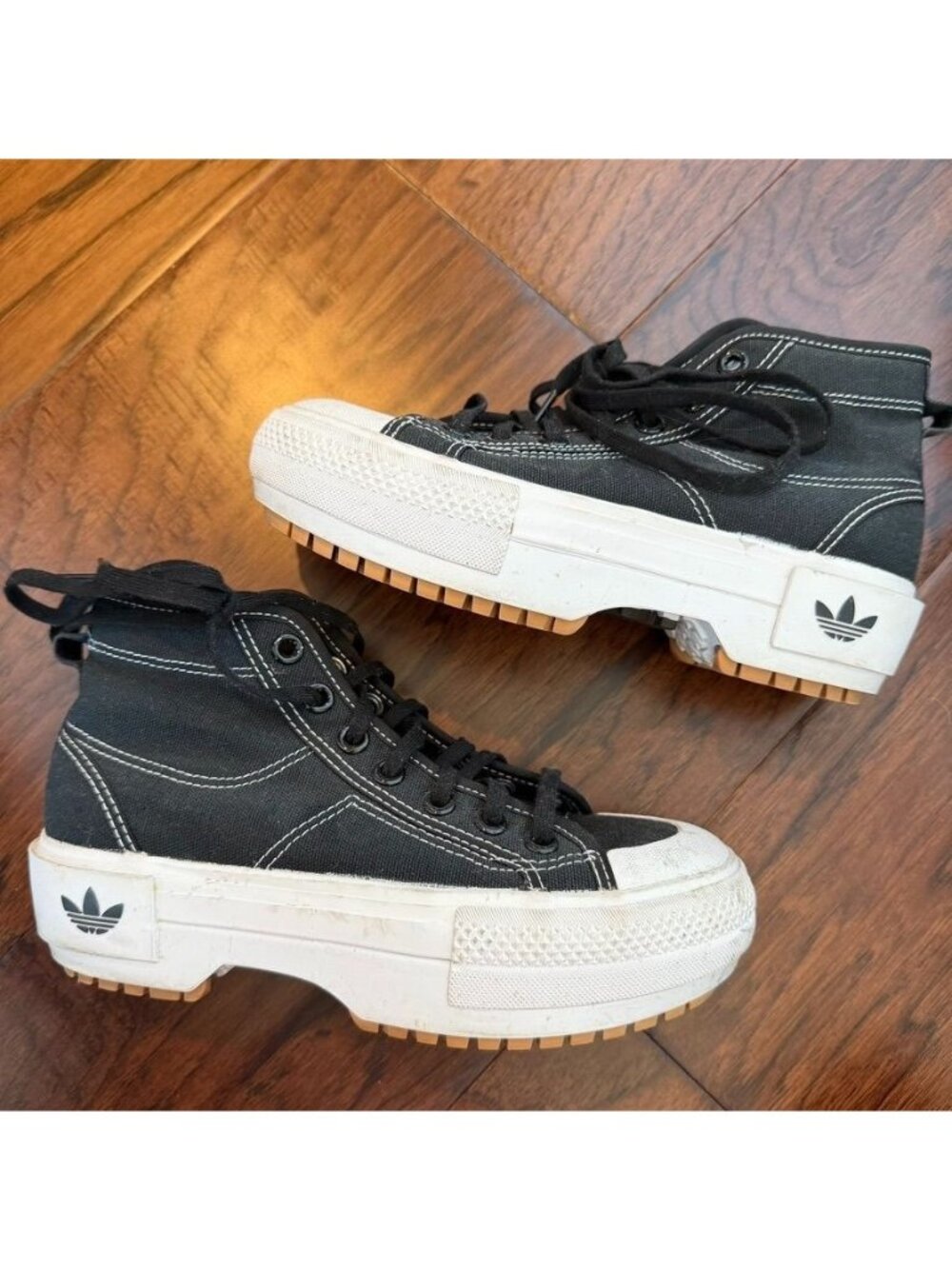 Adidas Black Platform Nizza Trek Shoes Sneakers Size 5.5